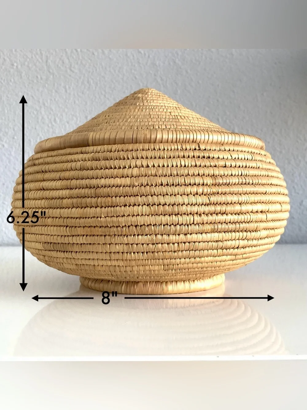 Handwoven Lidded Coil Basket Native Artisan Storage Home Decor